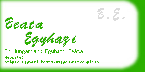 beata egyhazi business card
